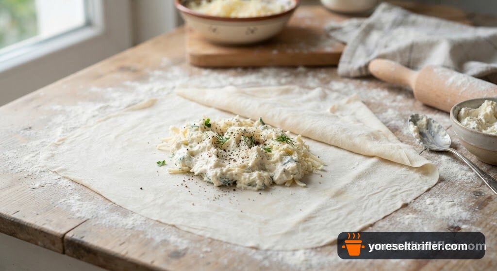 Peynirli Çıtır Börek Tarifi (Krem Macunlu Hamur) — Adım 7