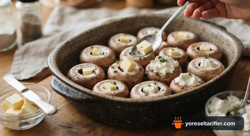 Peynirli Kaşarlı Mantar Dolması Tarifi — Adım 2