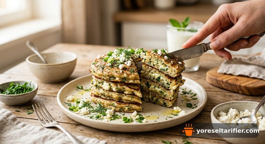 Peynirli Otlu Pankek Akıtma Tarifi — Adım 5