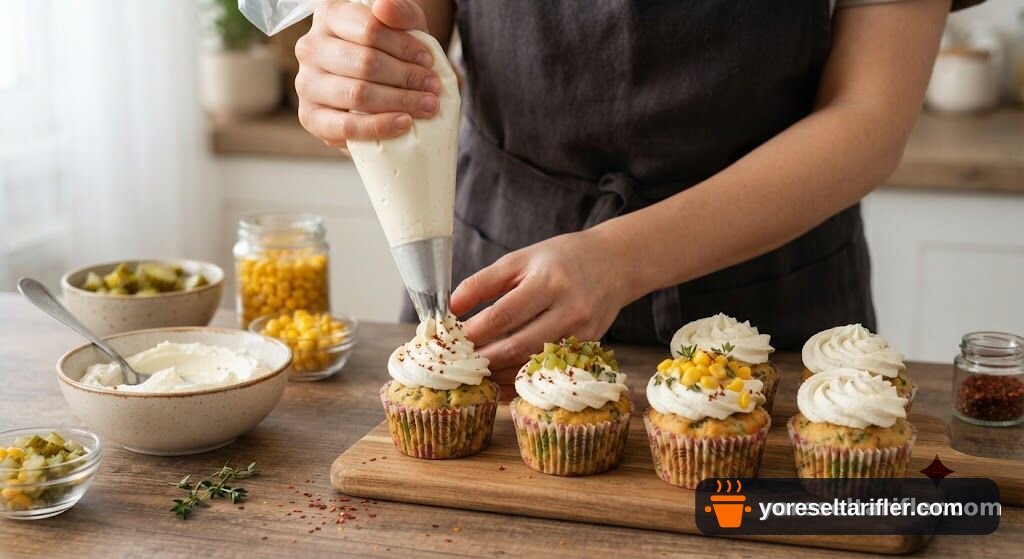 Peynirli ve Otlu Tuzlu Cupcake Tarifi — Adım 4