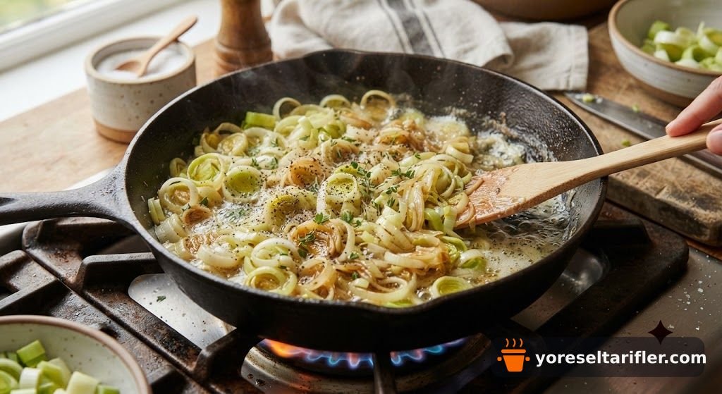 Pırasalı Fasulyeli Spaghetti Tarifi — Adım 3