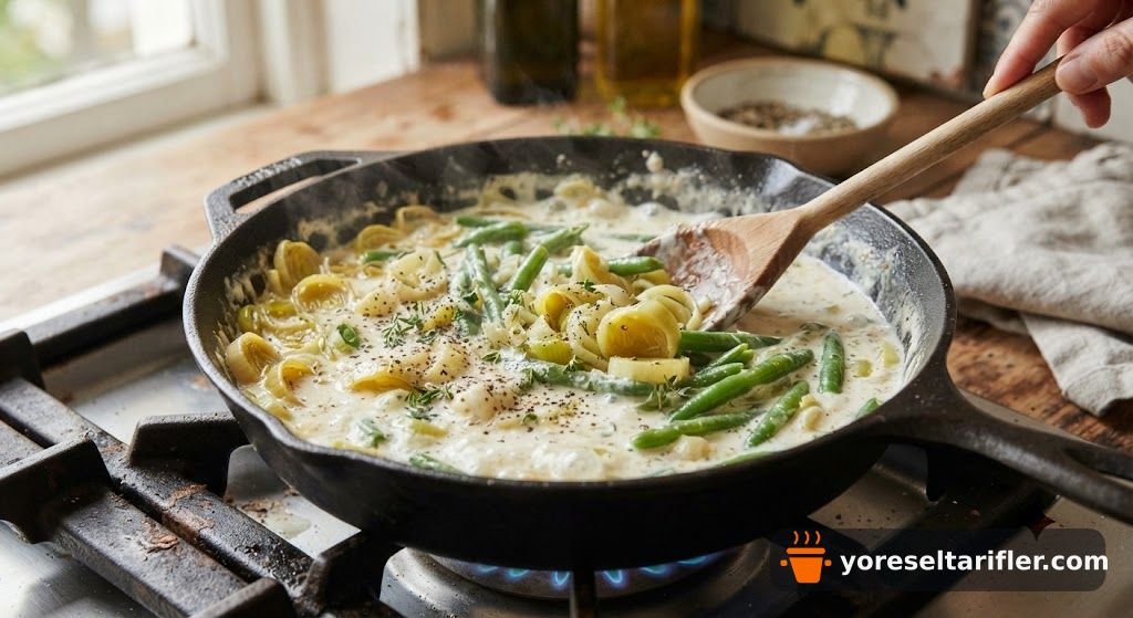 Pırasalı Fasulyeli Spaghetti Tarifi — Adım 4