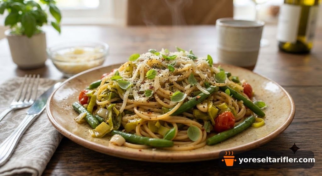 Pırasalı Fasulyeli Spaghetti Tarifi — Adım 7