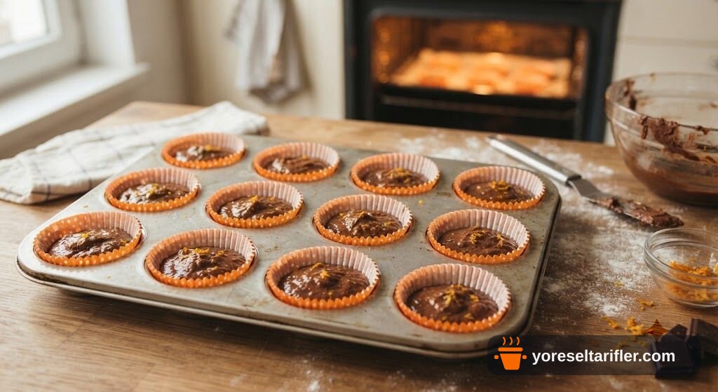 Portakallı Kakaolu Yumuşak Cupcake Tarifi — Adım 3