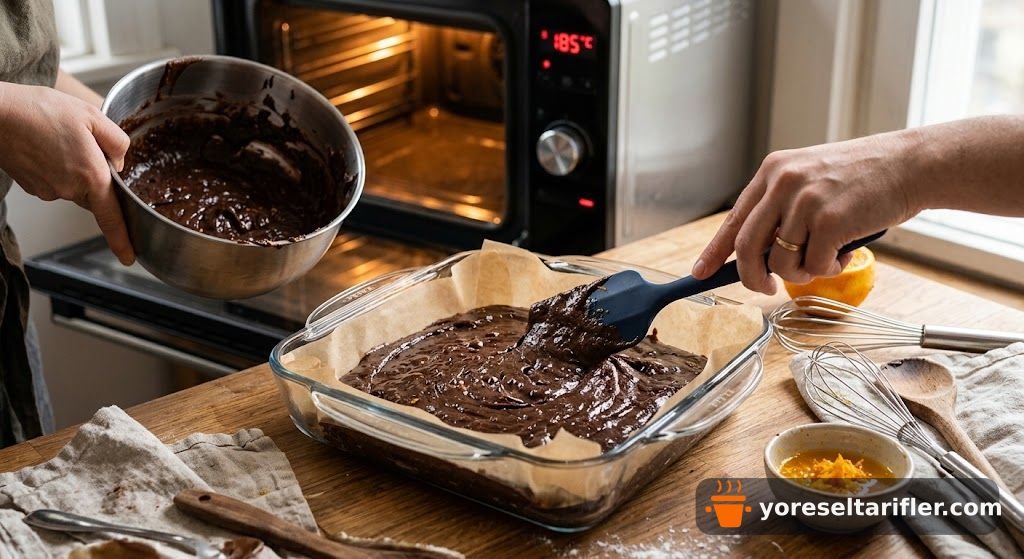 Portakallı Puding Dolgulu Brownie Tarifi — Adım 3