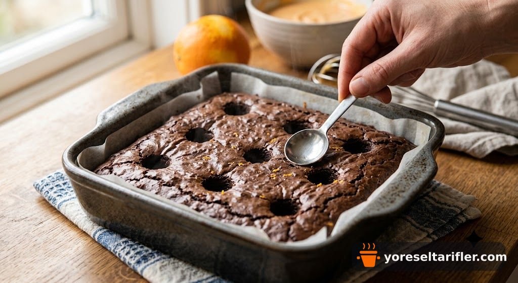 Portakallı Puding Dolgulu Brownie Tarifi — Adım 8