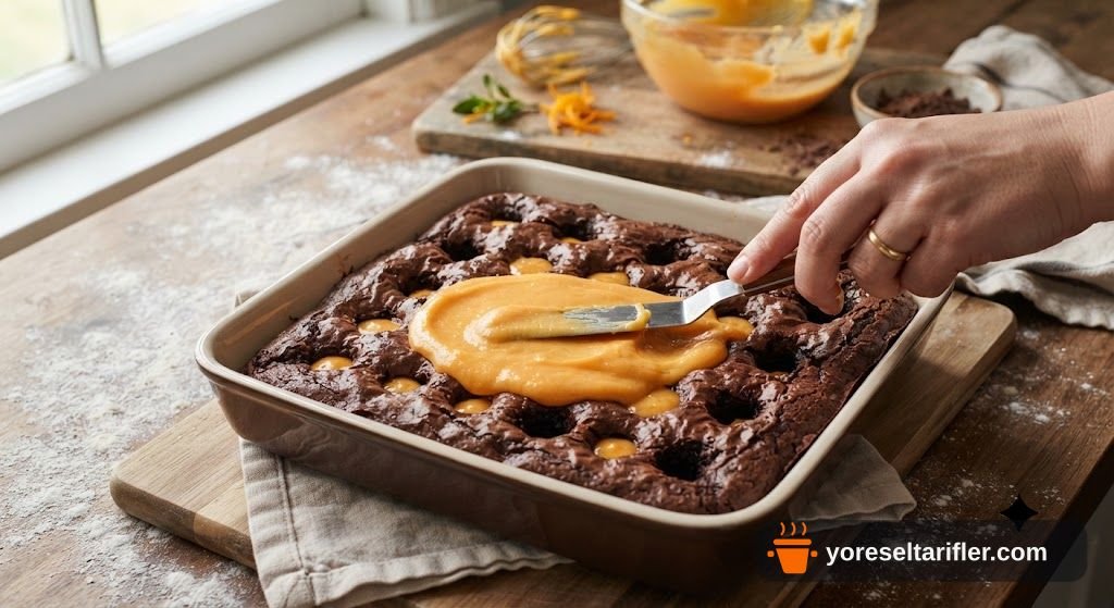 Portakallı Puding Dolgulu Brownie Tarifi — Adım 9