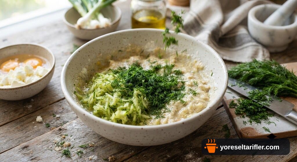 Pratik Dereotlu Kabak Mücver Tarifi — Adım 2