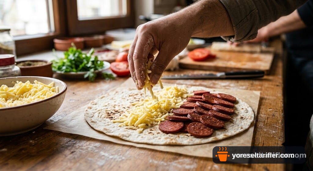 Pratik Lavaşlı Sucuklu Pizza Tarifi — Adım 3