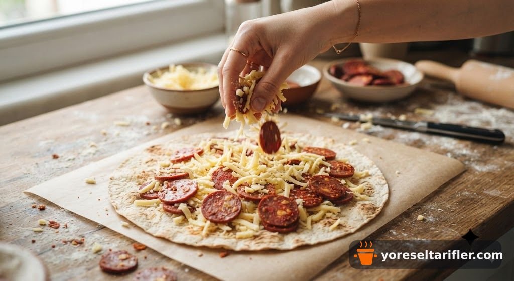 Pratik Lavaşlı Sucuklu Pizza Tarifi — Adım 5