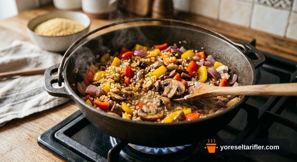 Renkli Sebzeli Bulgur Pilavı Tarifi — Adım 3