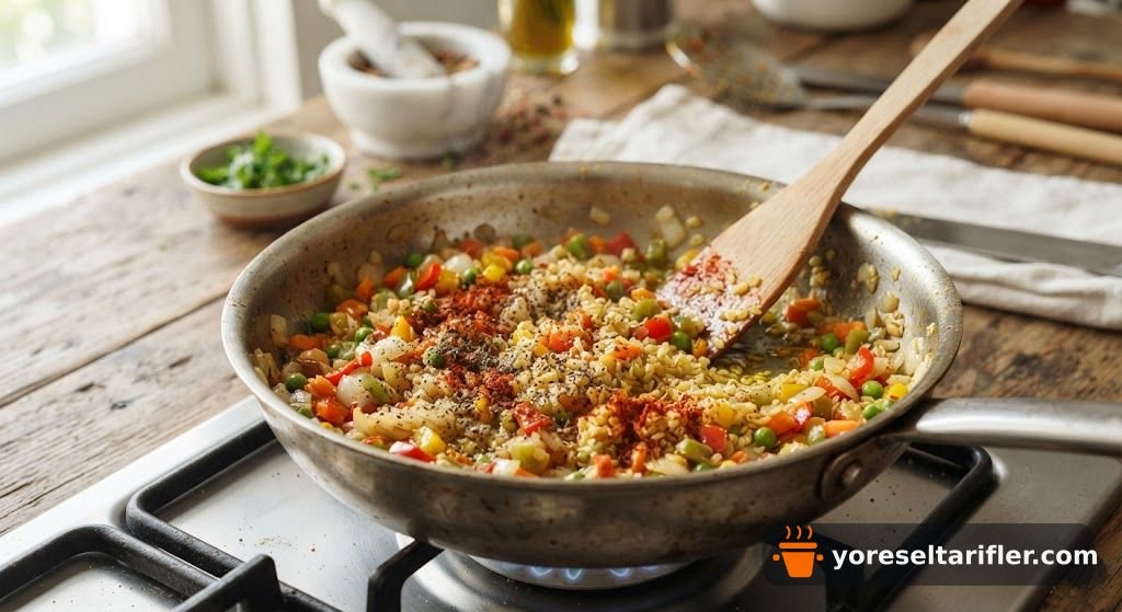 Renkli Sebzeli Bulgur Pilavı Tarifi — Adım 4