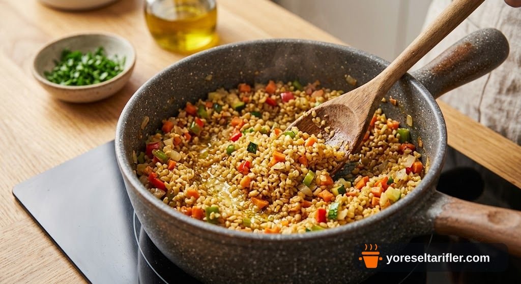 Renkli Sebzeli Bulgur Pilavı Tarifi — Adım 5