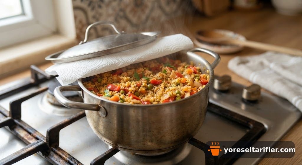 Renkli Sebzeli Bulgur Pilavı Tarifi — Adım 9