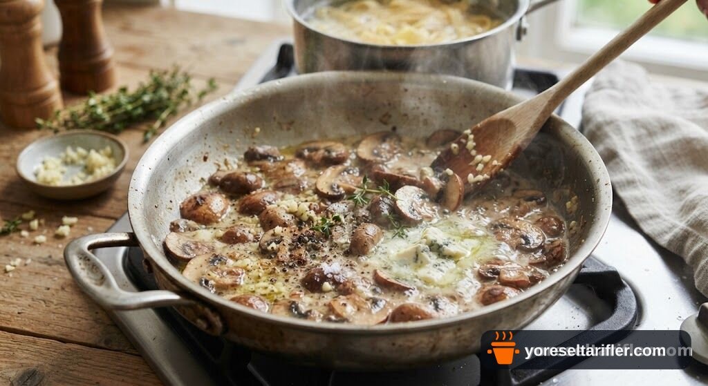 Rokfor Soslu Mantarlı Tagliatelle Tarifi — Adım 3