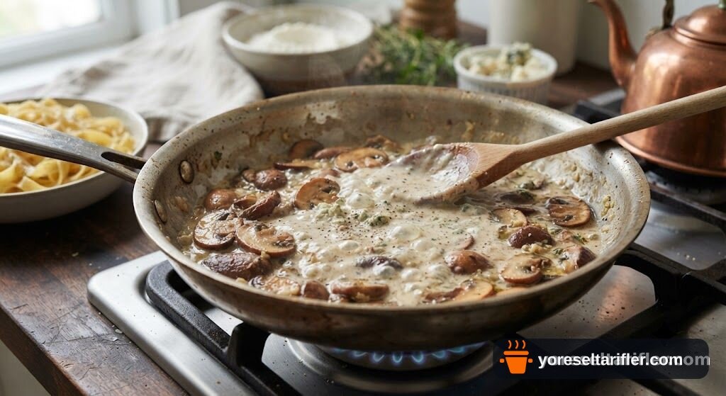 Rokfor Soslu Mantarlı Tagliatelle Tarifi — Adım 4