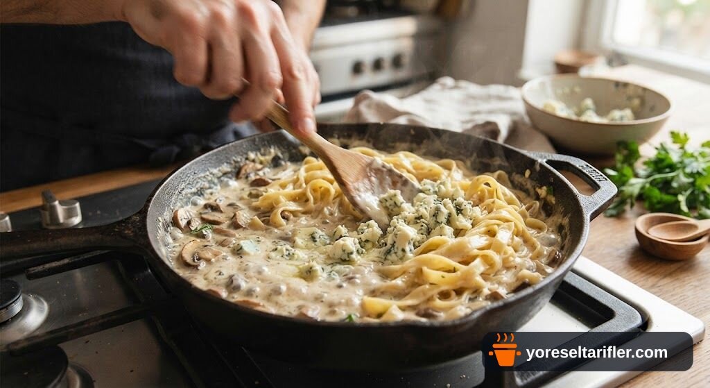 Rokfor Soslu Mantarlı Tagliatelle Tarifi — Adım 5