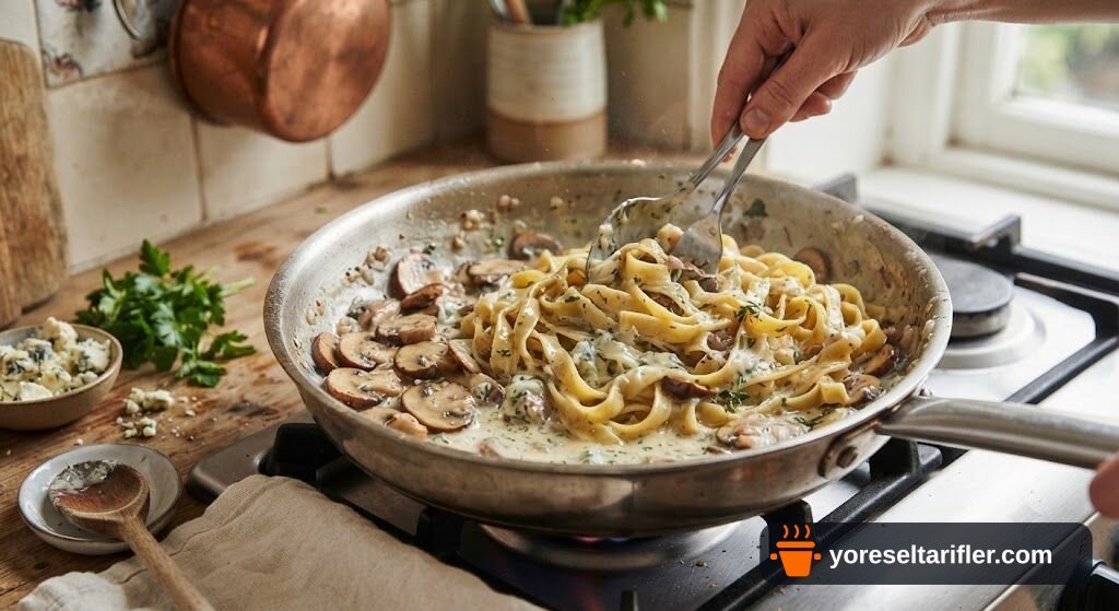 Rokfor Soslu Mantarlı Tagliatelle Tarifi — Adım 7