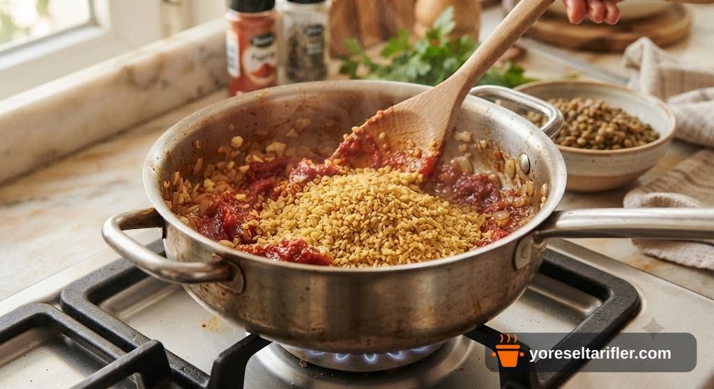 Sağlıklı Yeşil Mercimekli Bulgur Pilavı Tarifi — Adım 2