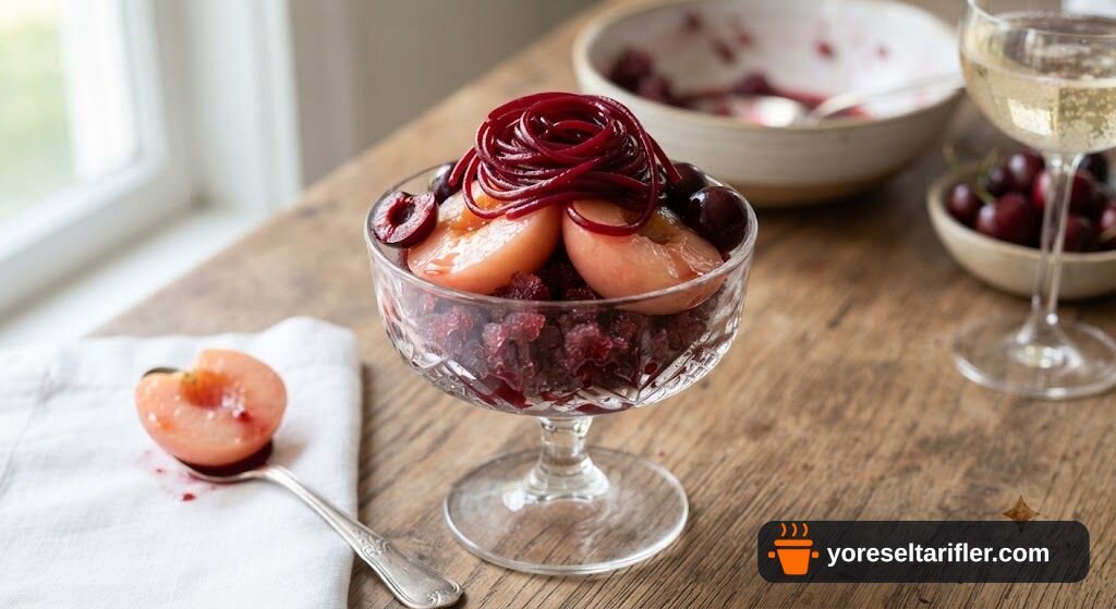 Şampanyalı Poşe Şeftali ve Kirazlı Granita Tarifi — Adım 14