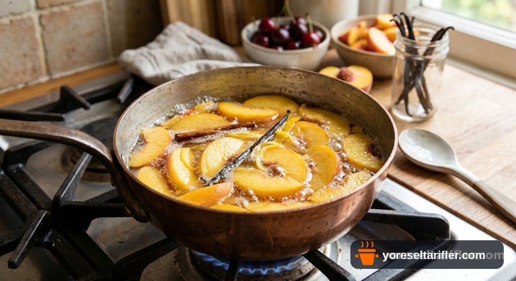 Şampanyalı Poşe Şeftali ve Kirazlı Granita Tarifi — Adım 3