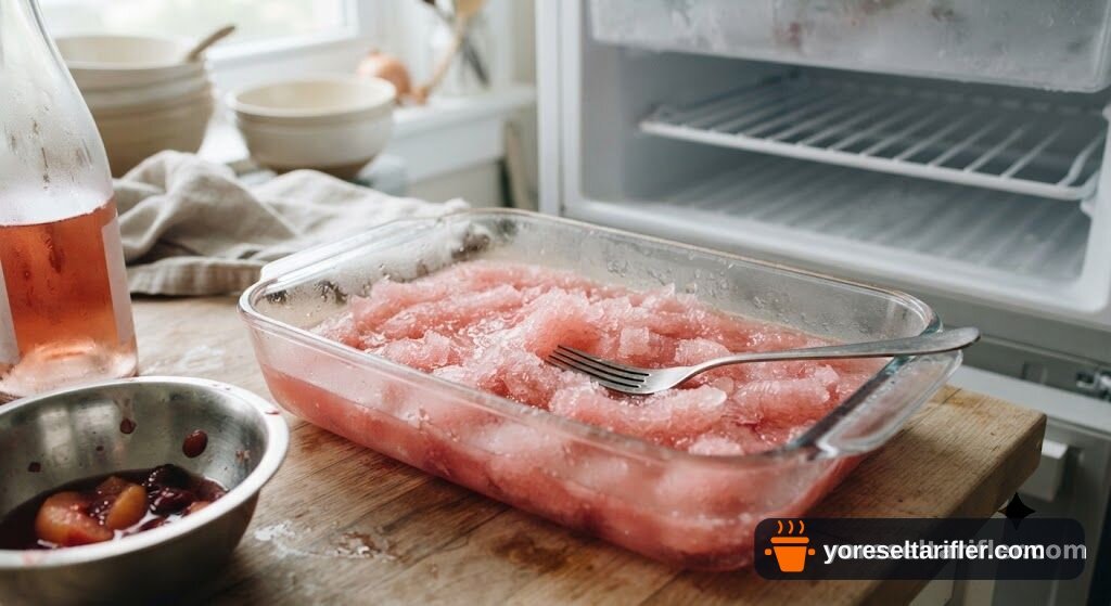 Şampanyalı Poşe Şeftali ve Kirazlı Granita Tarifi — Adım 5