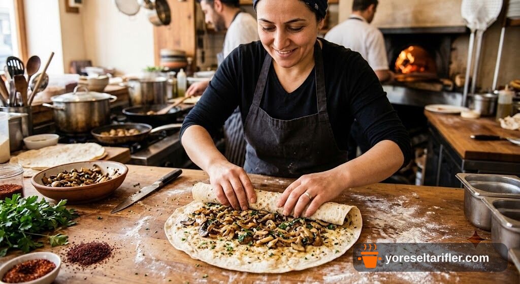 Sebzeli Mantarlı Kaşarlı Dürüm Tarifi — Adım 7
