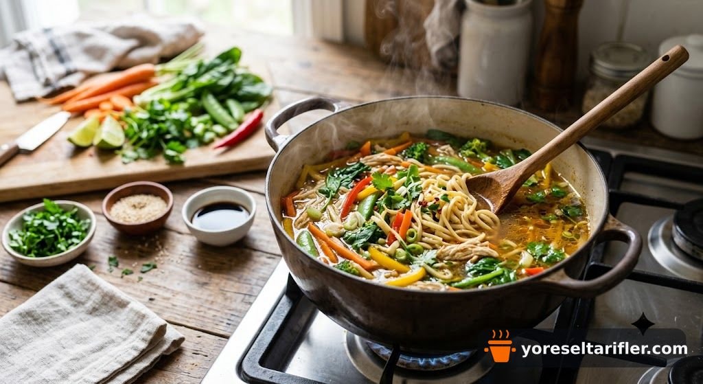 Sebzeli Noodle Çorbası Tarifi — Adım 5