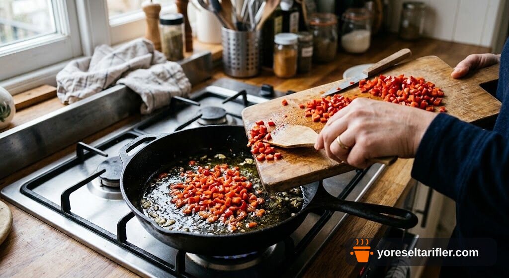 Sebzeli Peynirli Omlet Tarifi — Adım 1