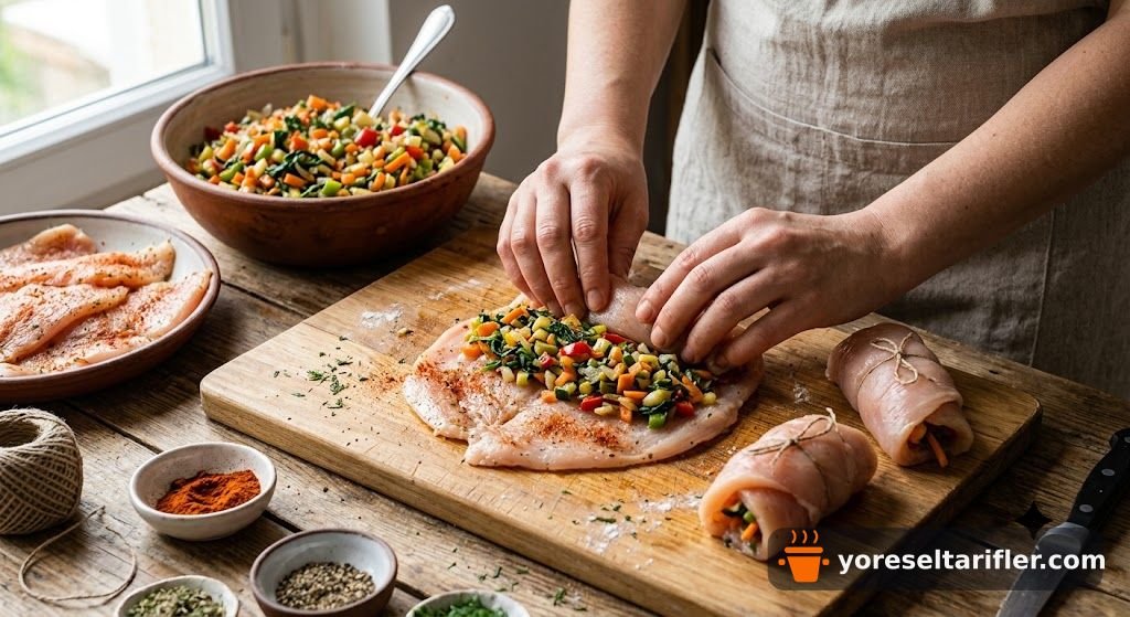 Sebzeli Tavuk Sarma Tarifi — Adım 4