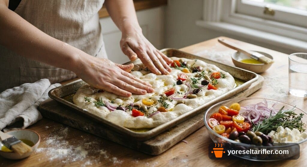 Sebzeli ve Peynirli Focaccia Tarifi — Adım 3