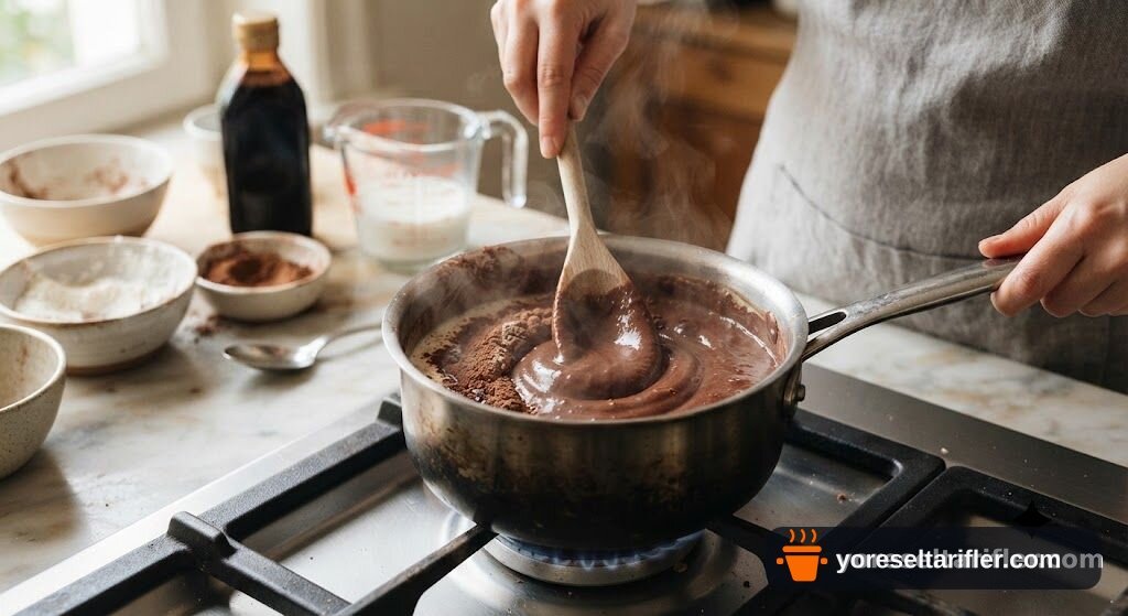 Şekersiz Kakao Puding Tarifi — Adım 1