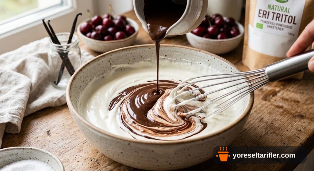 Şekersiz Vişneli Pişmeyen Cheesecake Tarifi — Adım 3