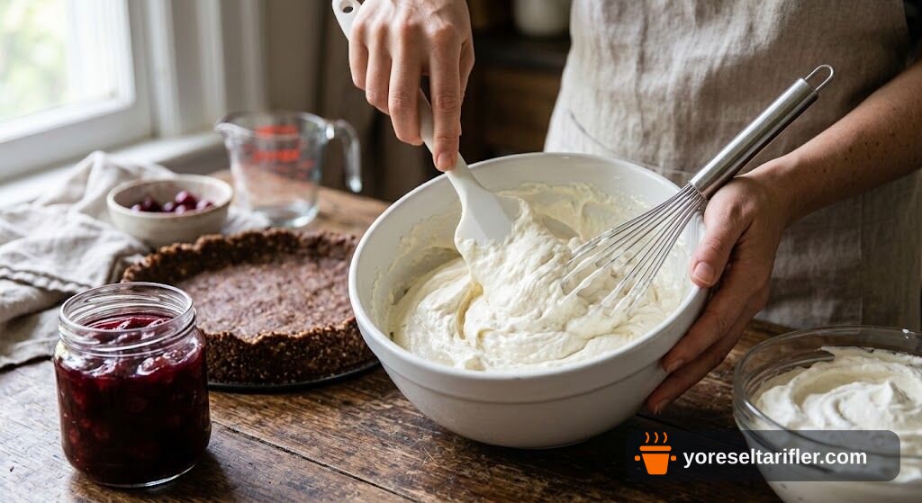 Şekersiz Vişneli Pişmeyen Cheesecake Tarifi — Adım 5
