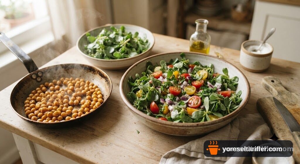 Semizotlu Nohut Salatası Tarifi — Adım 4