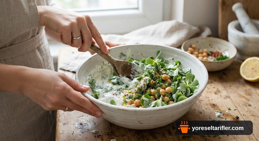 Semizotlu Nohut Salatası Tarifi — Adım 5