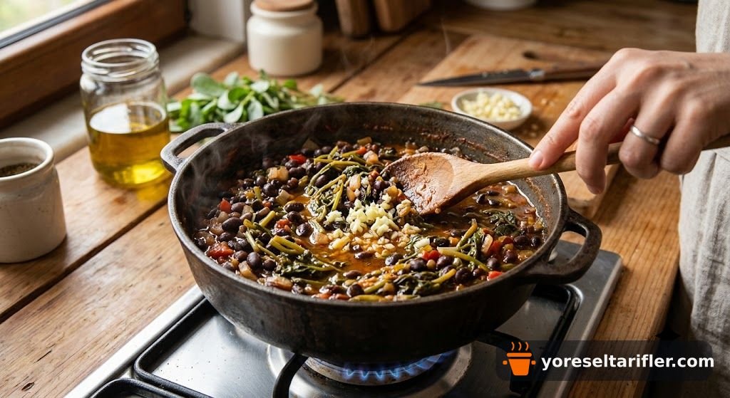 Siyah Fasulyeli Semizotu Yemeği Tarifi — Adım 3