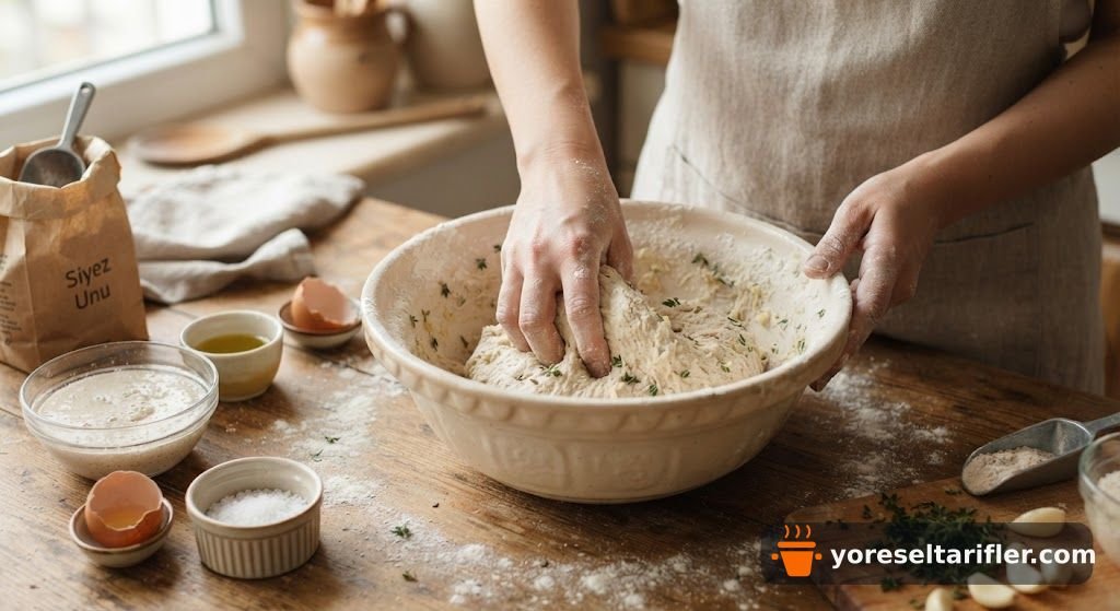 Siyez Unlu Sarımsaklı Kekikli Ekmek Tarifi — Adım 1