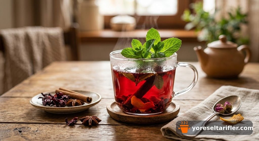 Soğuk Mevsim Bitkileriyle Hazırlanan Hibiskus Çayı Tarifi — Adım 7