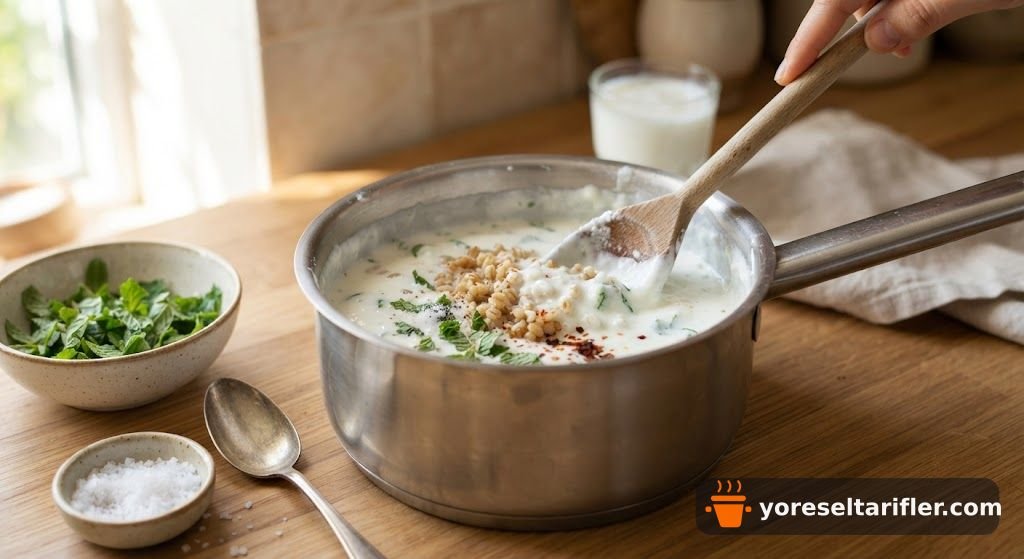 Soğuk Yoğurtla Yapılan Ayran Çorbası Tarifi — Adım 3