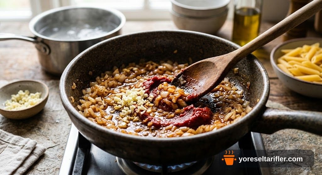 Sosuyla Pişen Makarna Tarifi — Adım 2