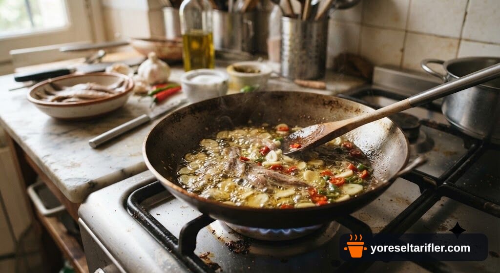 Spagetti Puttanesca Soslu Makarna Tarifi — Adım 3