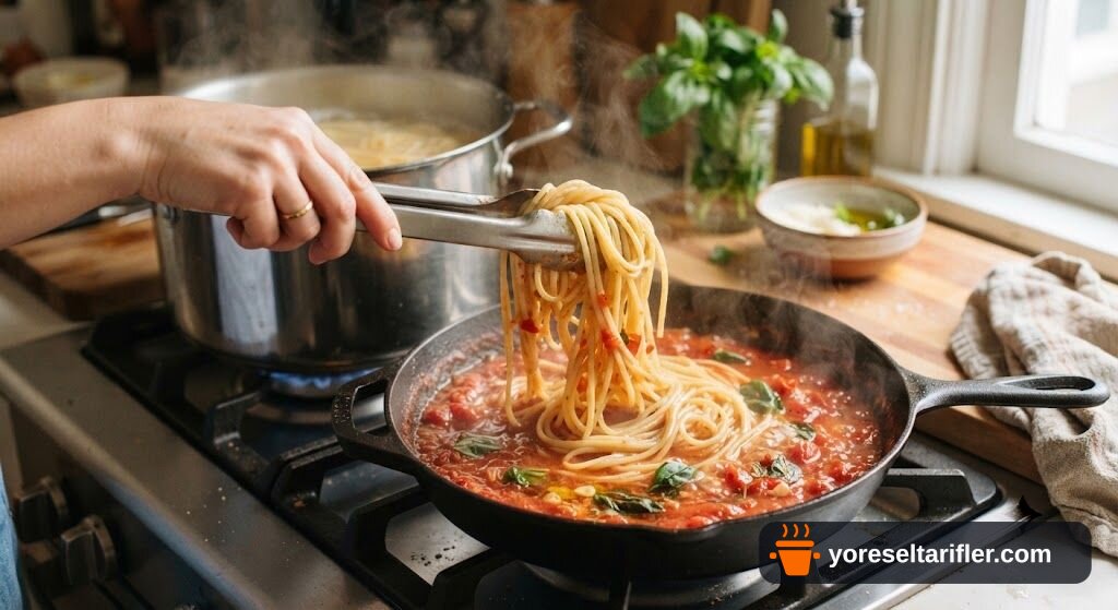 Spagetti Puttanesca Soslu Makarna Tarifi — Adım 5