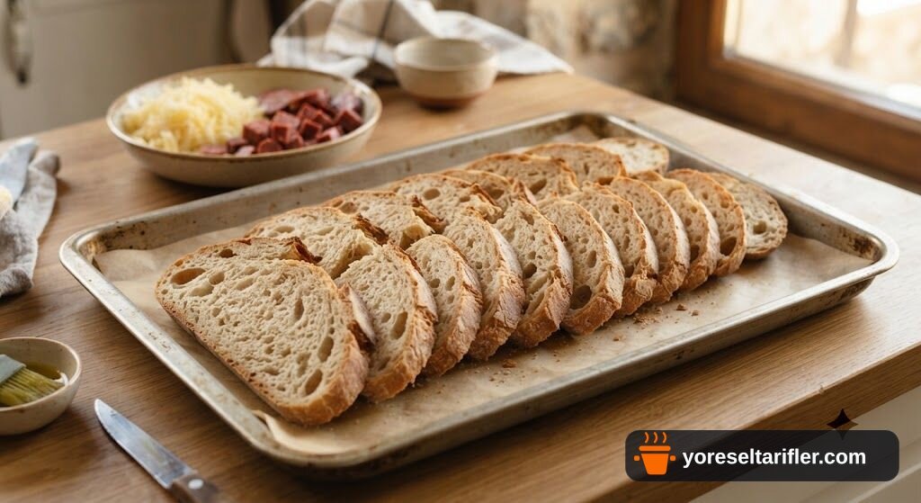 Sucuklu Kaşarlı Kahvaltılık Ekmek Tarifi — Adım 1