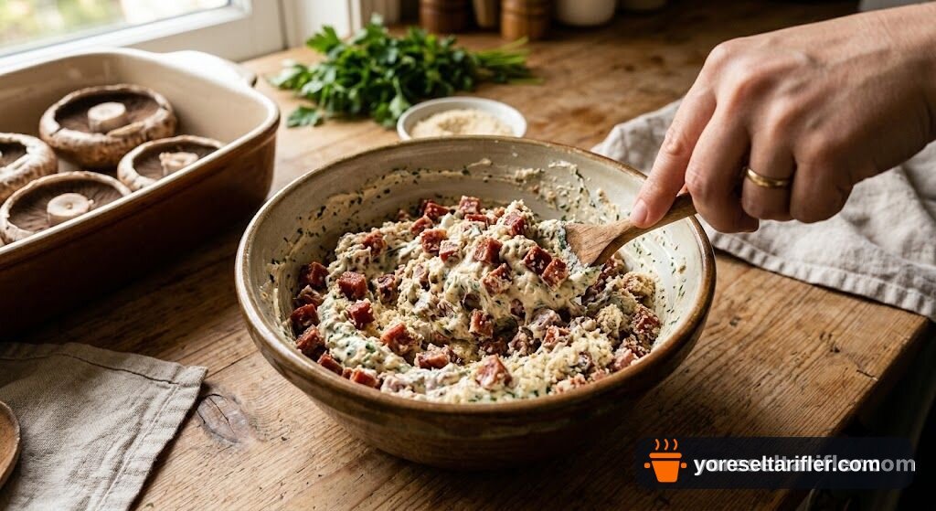 Sucuklu Mantar Dolması Tarifi — Adım 3