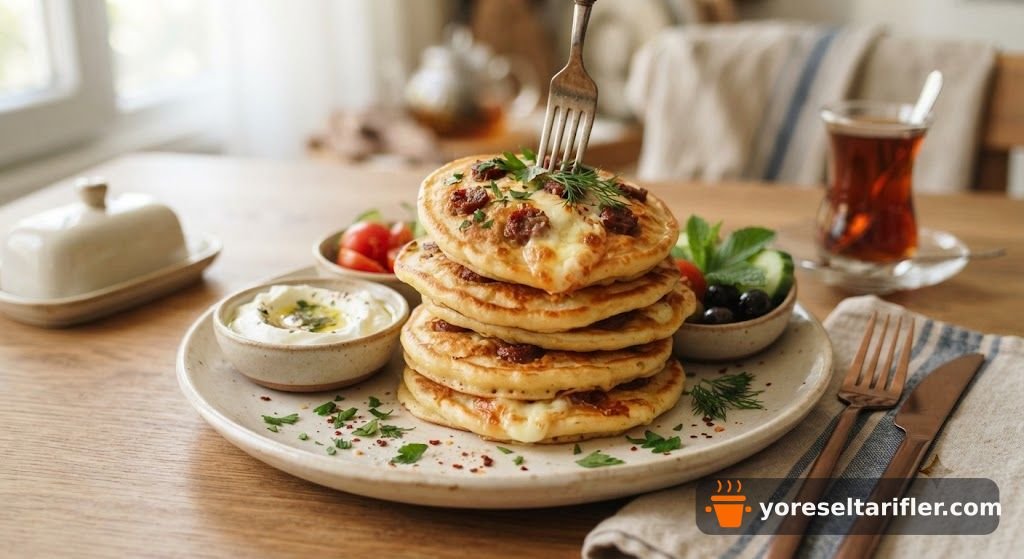 Sucuklu Peynirli Kahvaltılık Pankek Tarifi — Adım 4