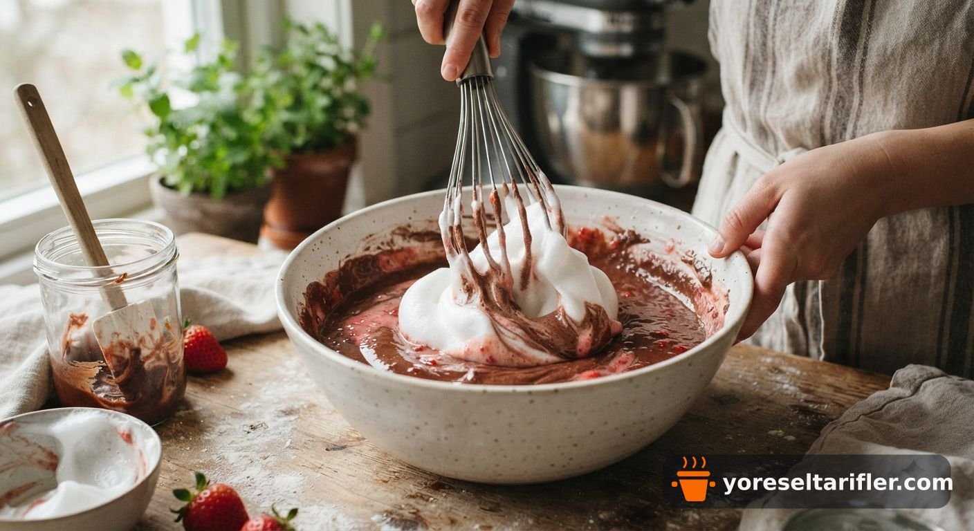 Tam Buğday Unlu Çilekli Brownie Tarifi — Adım 4