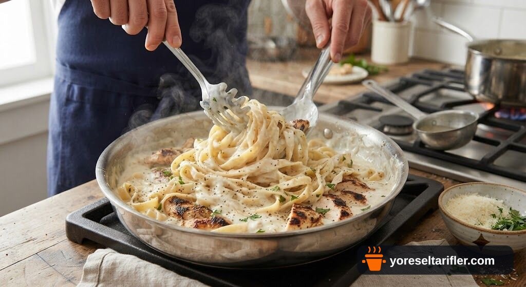 Tavuklu Fettucine Alfredo Tarifi — Adım 6