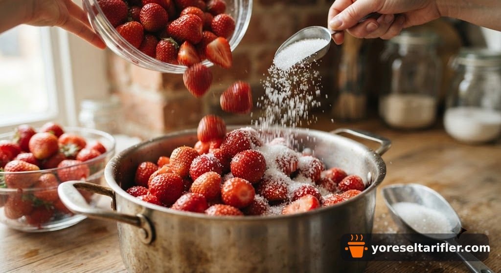 Taze Çileklerle Hazırlanan Aromatik Reçel Tarifi — Adım 3