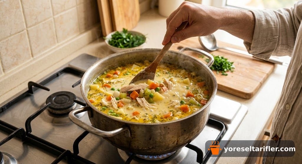 Terbiyeli Sebzeli Tavuk Çorbası Tarifi — Adım 3